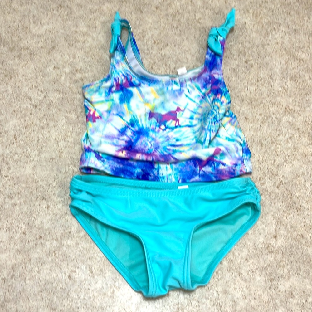 BNWOT LIMITED TOO 2PC TODDLER TANKINI UNICORN TYE DYE PRINT TOP/AQUA B… - Picture 9 of 11
